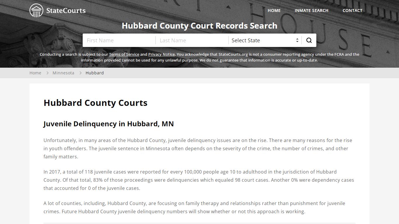 Hubbard County, MN Courts - Records & Cases - StateCourts